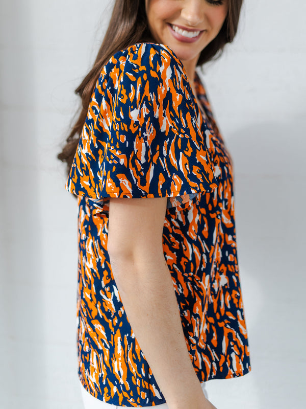 Paisley Top | Tiger Tail Navy + Orange