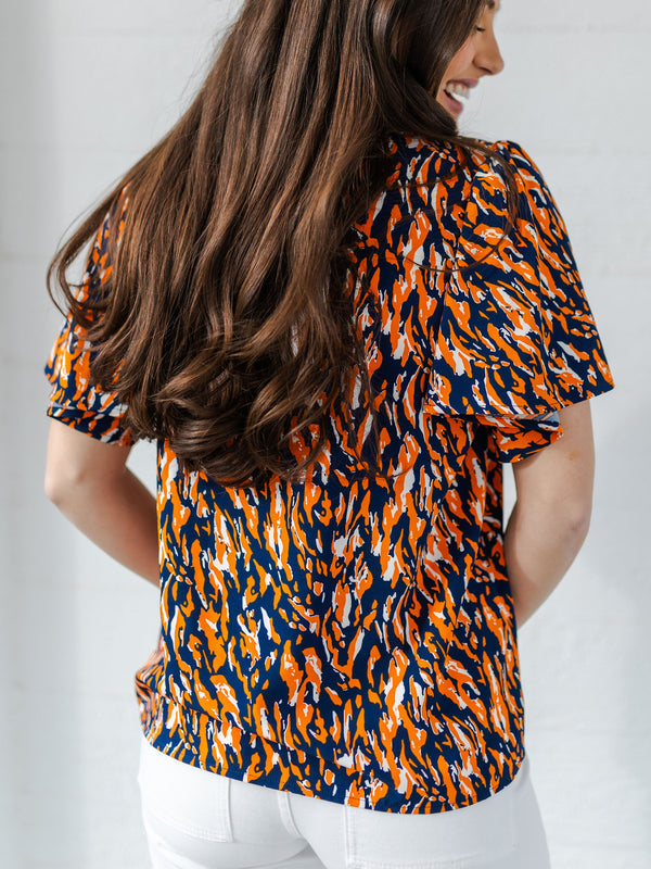 Paisley Top | Tiger Tail Navy + Orange