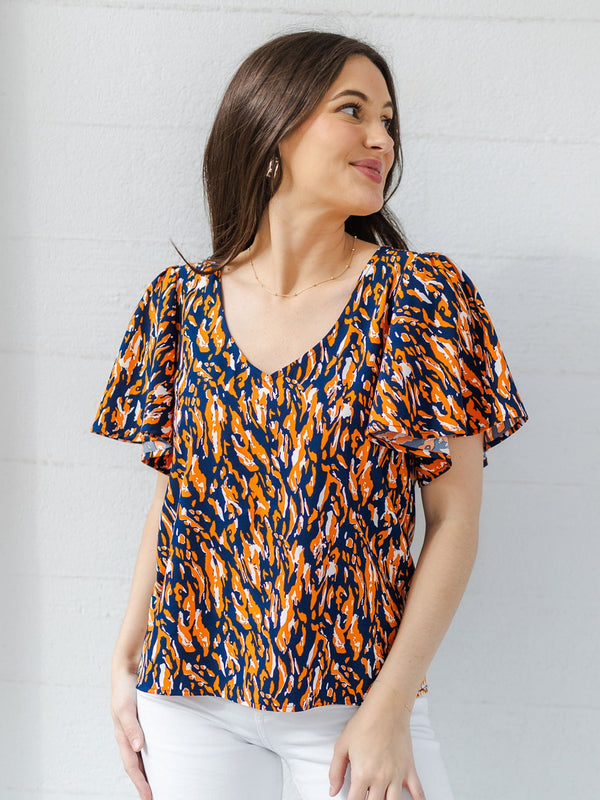 Paisley Top | Tiger Tail Navy + Orange