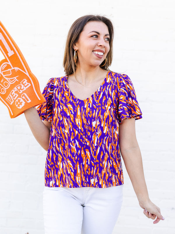 Paisley Top | Tiger Tail Purple + Orange