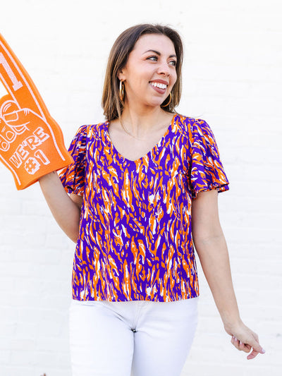 Paisley Top | Tiger Tail Purple + Orange