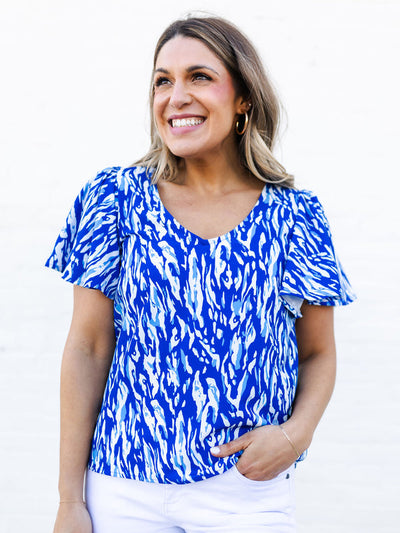 Paisley Top | Tiger Tail Blue + White