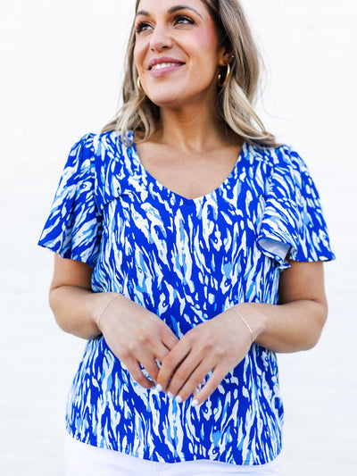 Paisley Top | Tiger Tail Blue + White