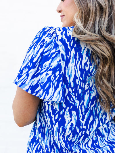 Paisley Top | Tiger Tail Blue + White