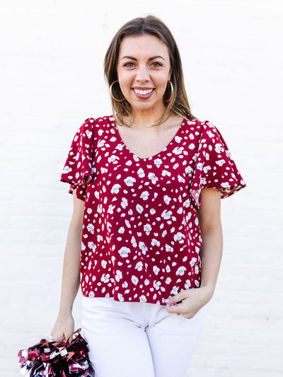 Paisley Top | Party Animal Maroon + White