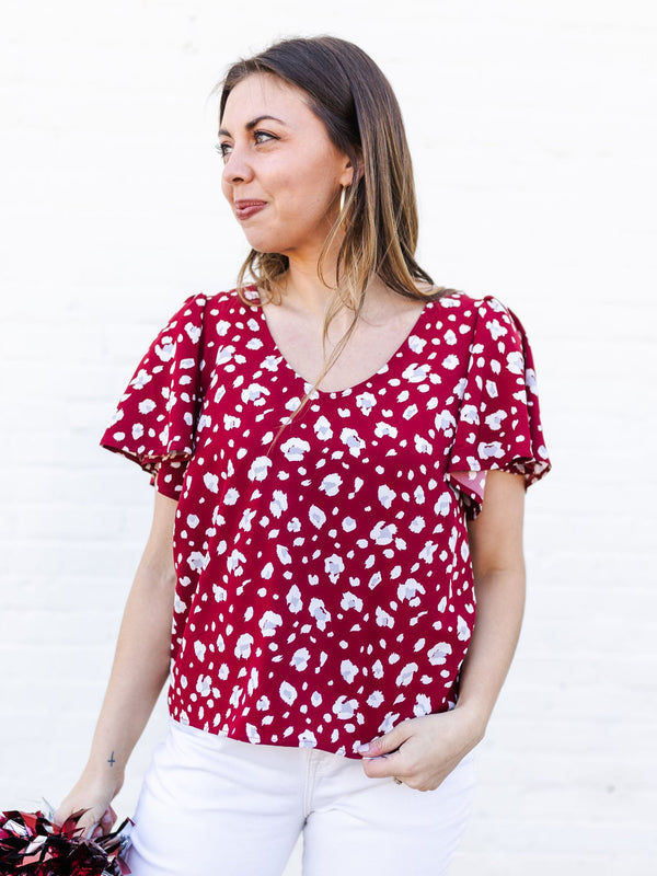 Paisley Top | Party Animal Maroon + White