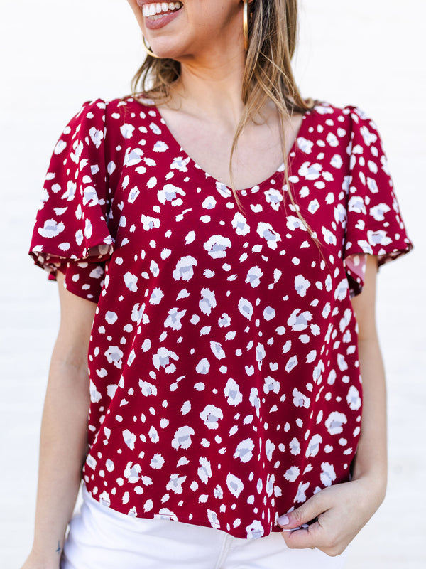 Paisley Top | Party Animal Maroon + White
