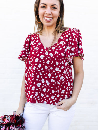 Paisley Top | Party Animal Maroon + White