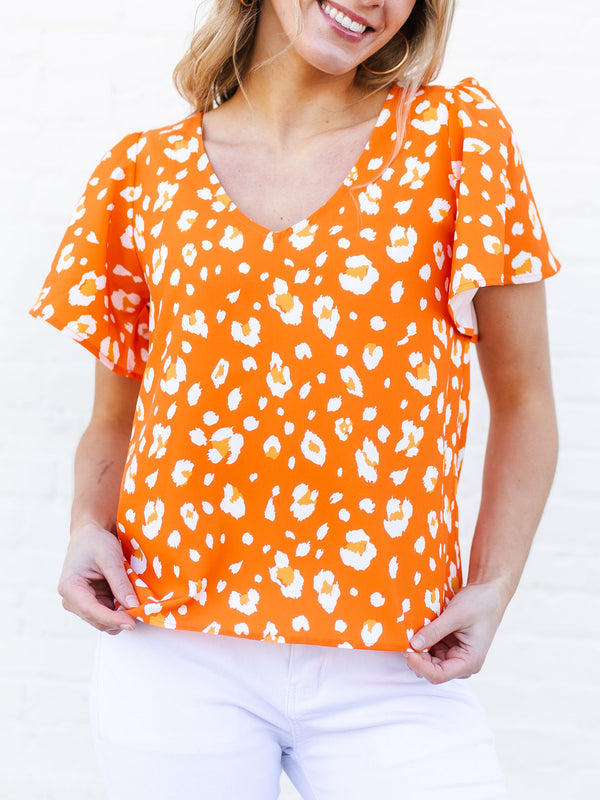 Paisley Top | Party Animal Orange + White