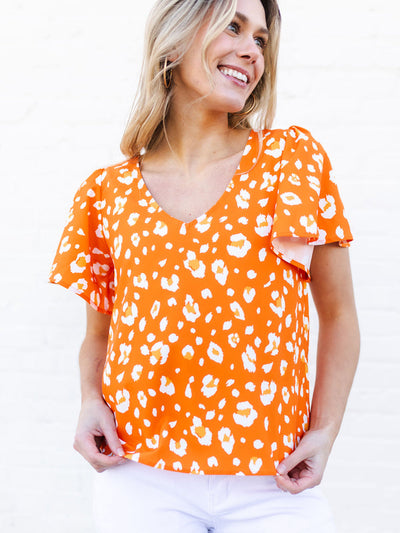 Paisley Top | Party Animal Orange + White