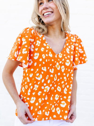 Paisley Top | Party Animal Orange + White