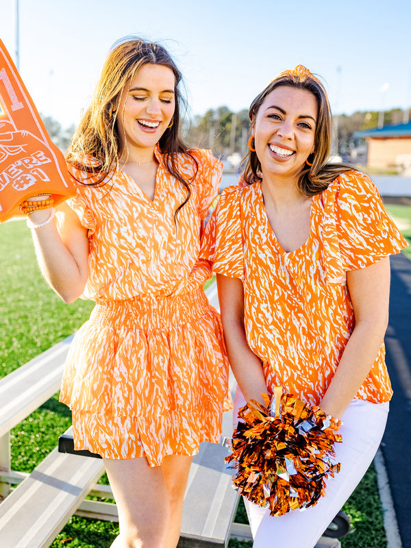 Paisley Top | Tiger Tail Orange + White
