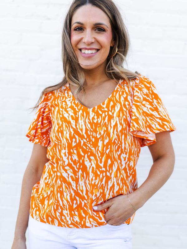 Paisley Top | Tiger Tail Orange + White