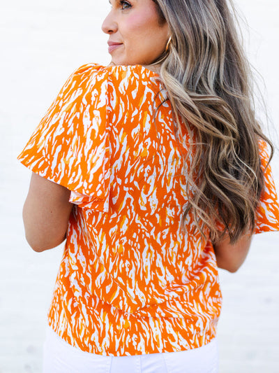 Paisley Top | Tiger Tail Orange + White