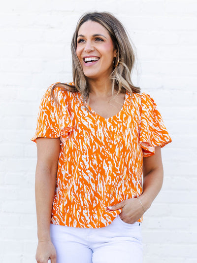 Paisley Top | Tiger Tail Orange + White