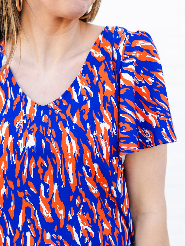 Paisley Top | Tiger Tail Blue + Orange
