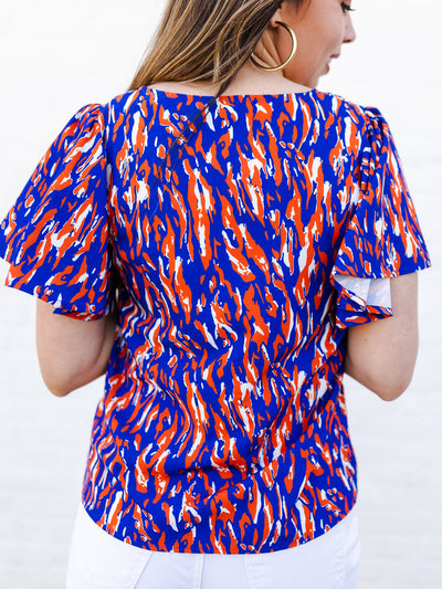 Paisley Top | Tiger Tail Blue + Orange