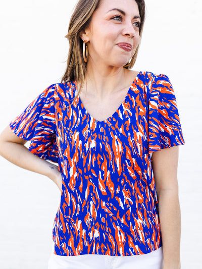Paisley Top | Tiger Tail Blue + Orange