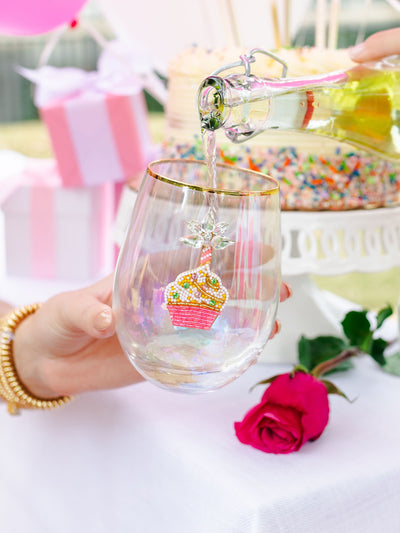 Stemless Wine Glass | Beaded Cupcake