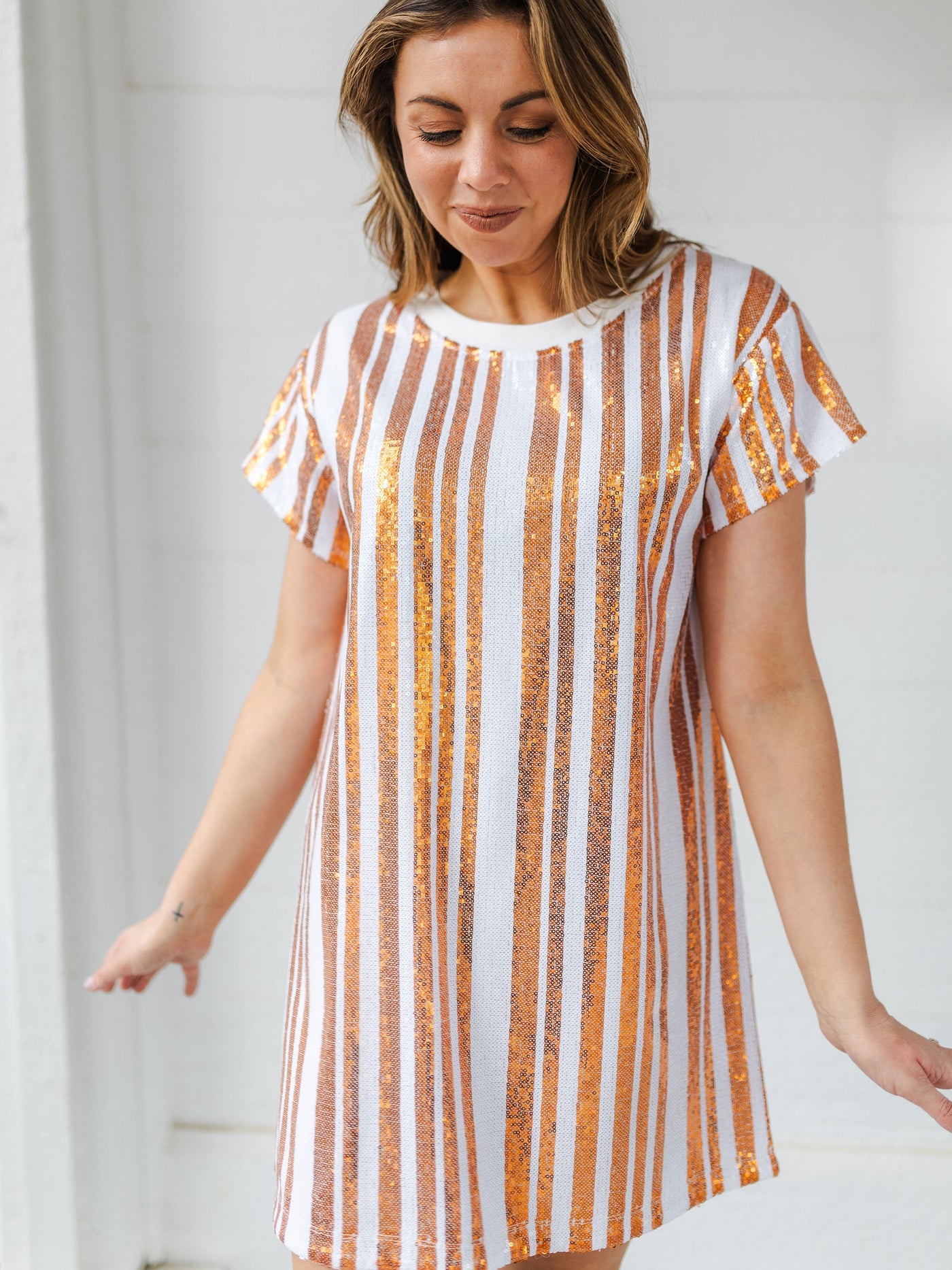 Julia Dress | Orange + White