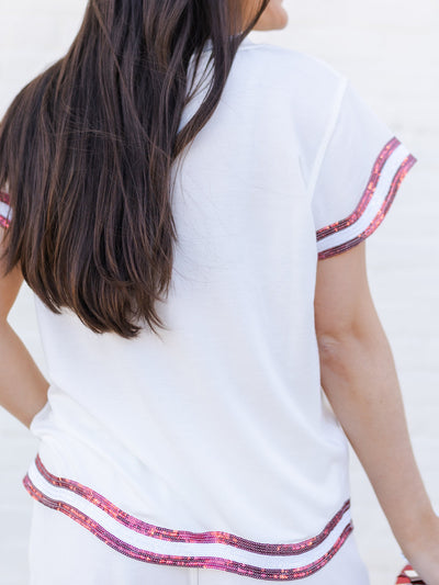 Ginny Top | Crimson  + White