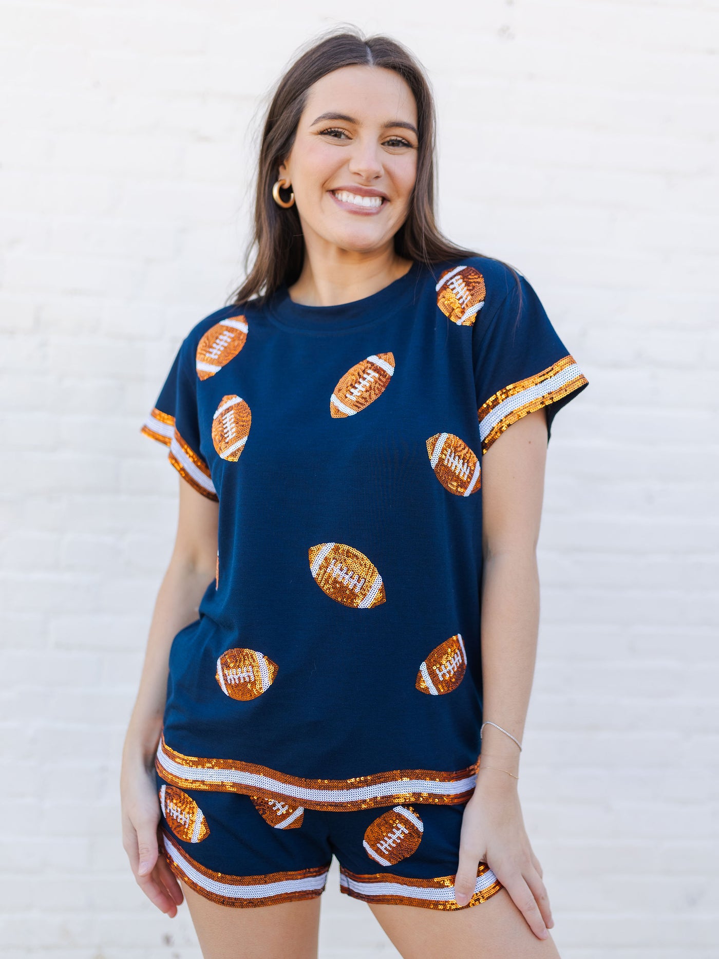 Ginny Top | Navy + Orange