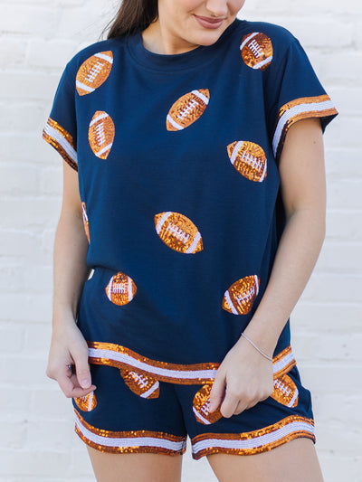 Ginny Top | Navy + Orange