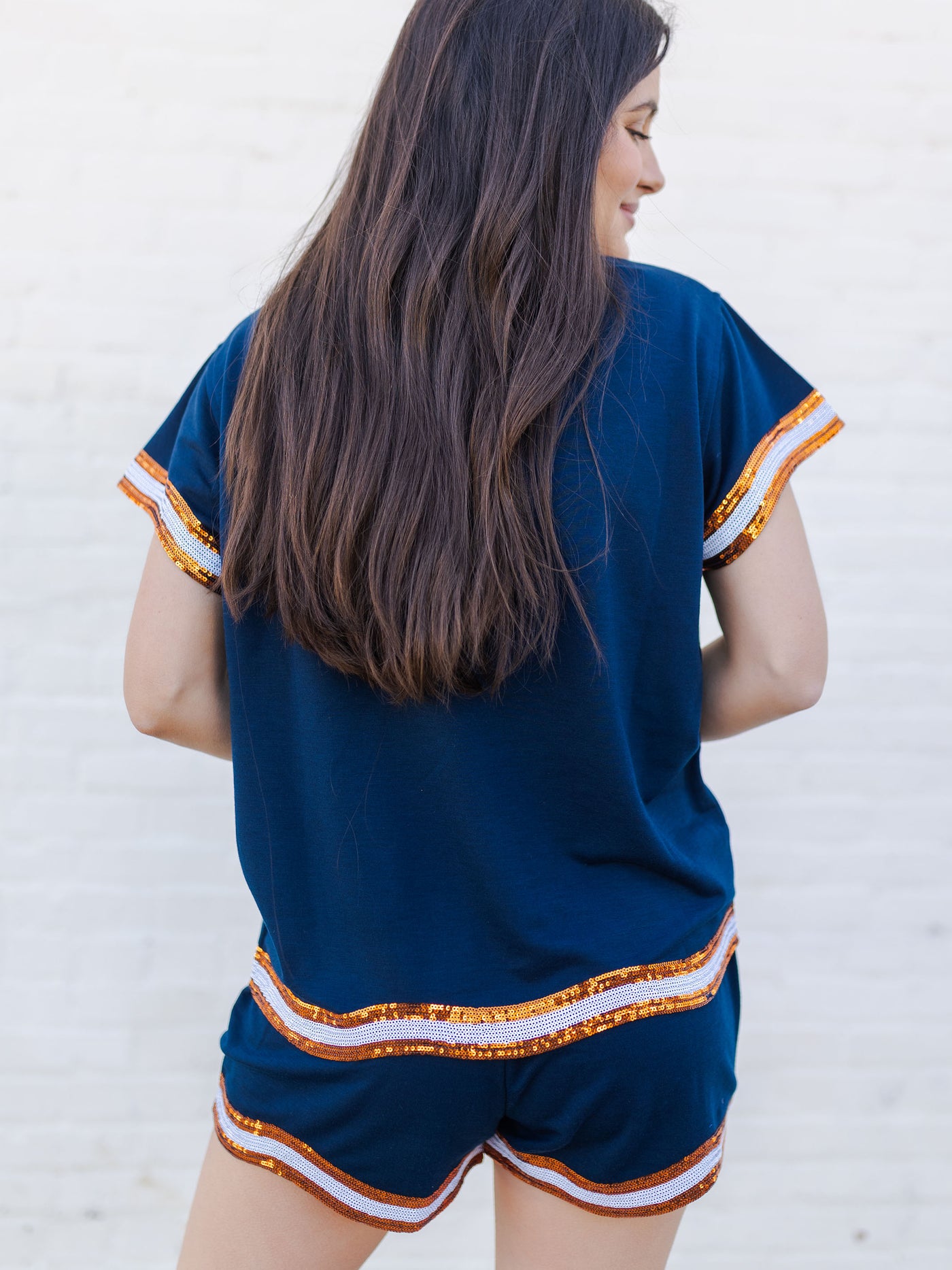 Ginny Top | Navy + Orange