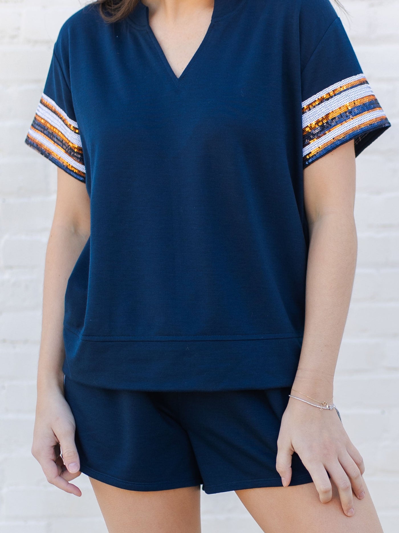 Lauren Top | Navy + Orange