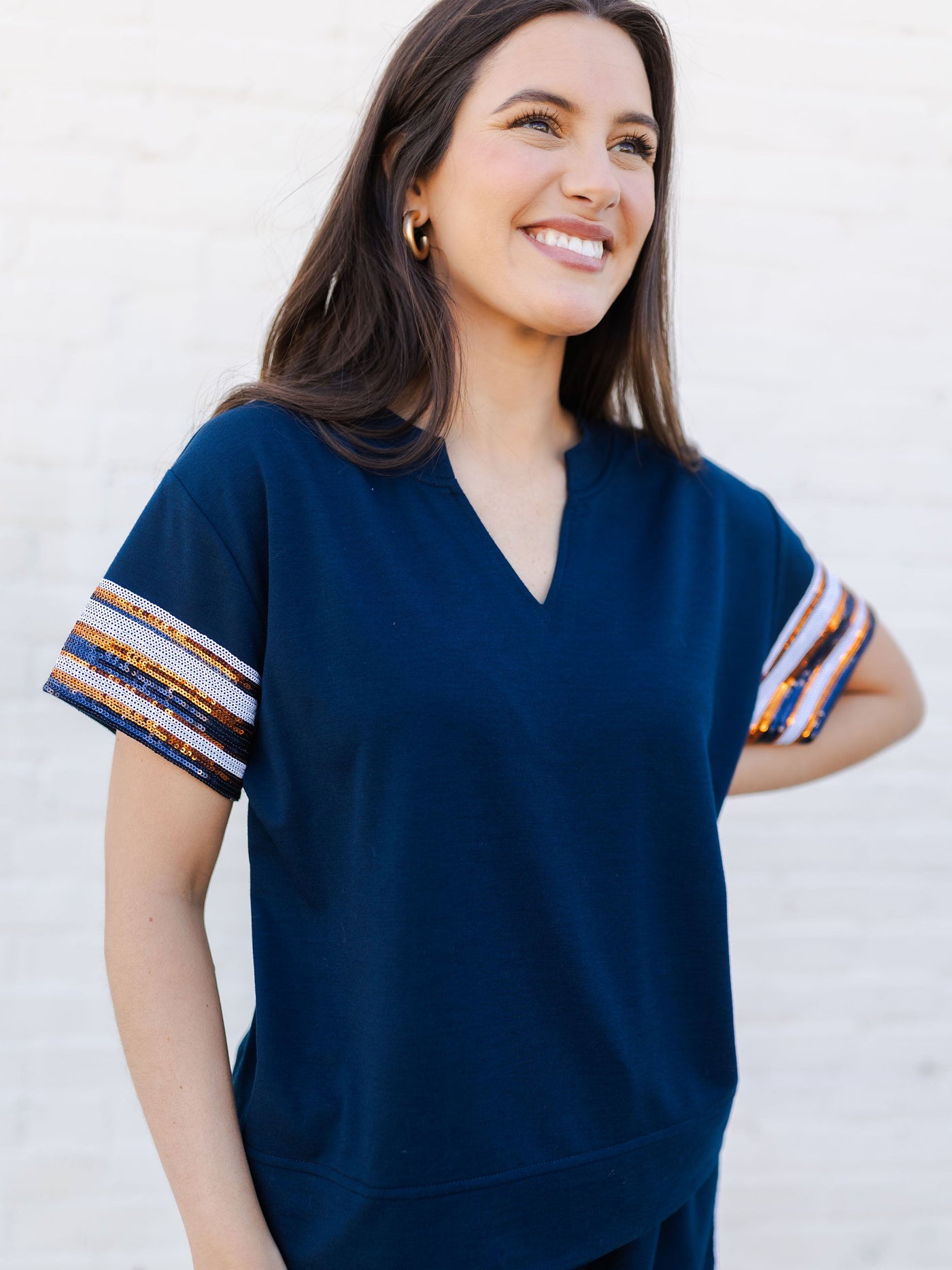 Lauren Top | Navy + Orange