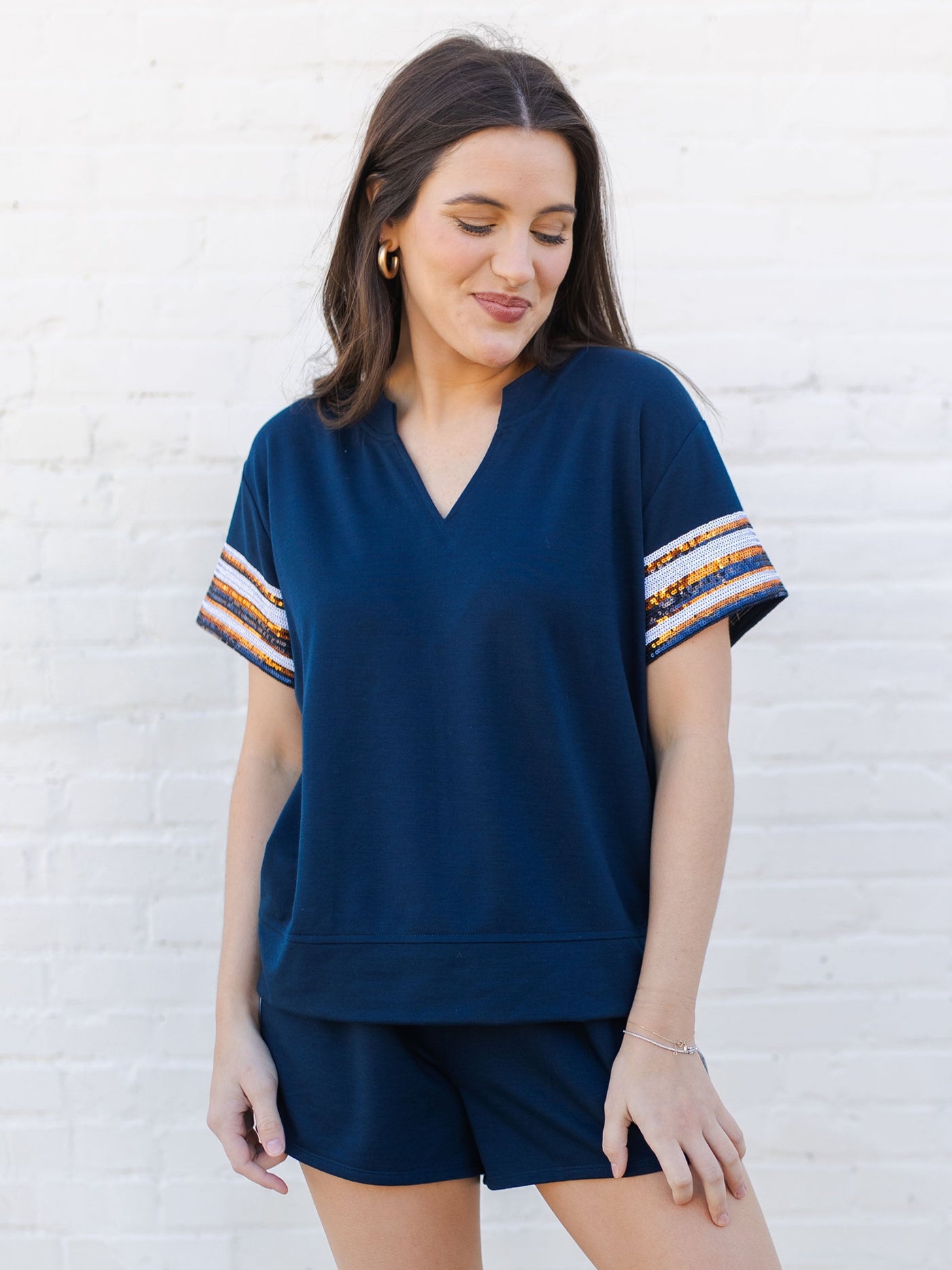 Lauren Top | Navy + Orange