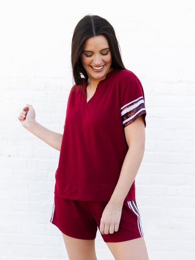 Lauren Shorts | Garnet + Black