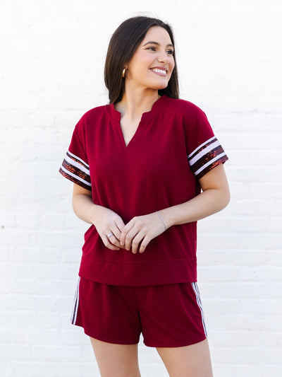 Lauren Shorts | Garnet + Black