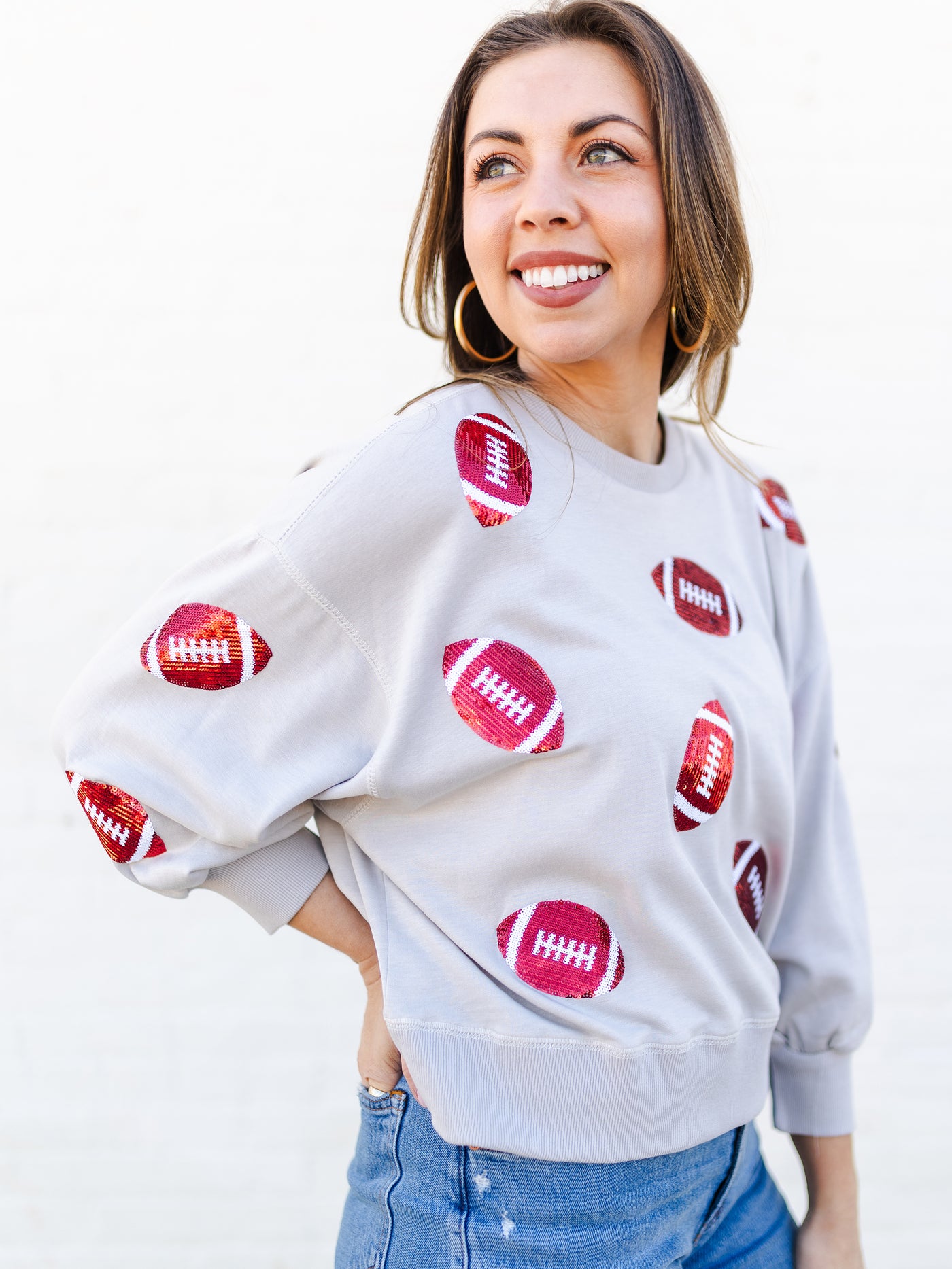 Millie Sweatshirt | Footballs Crimson + White