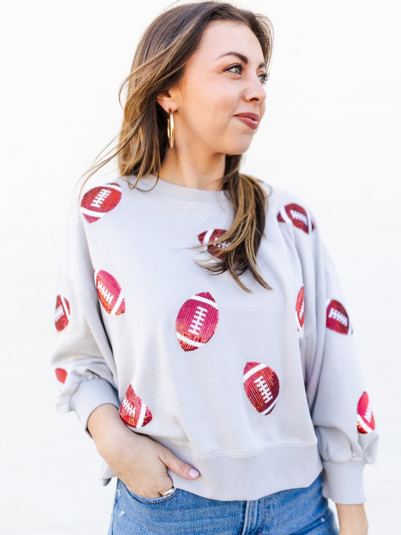 Millie Sweatshirt | Footballs Crimson + White