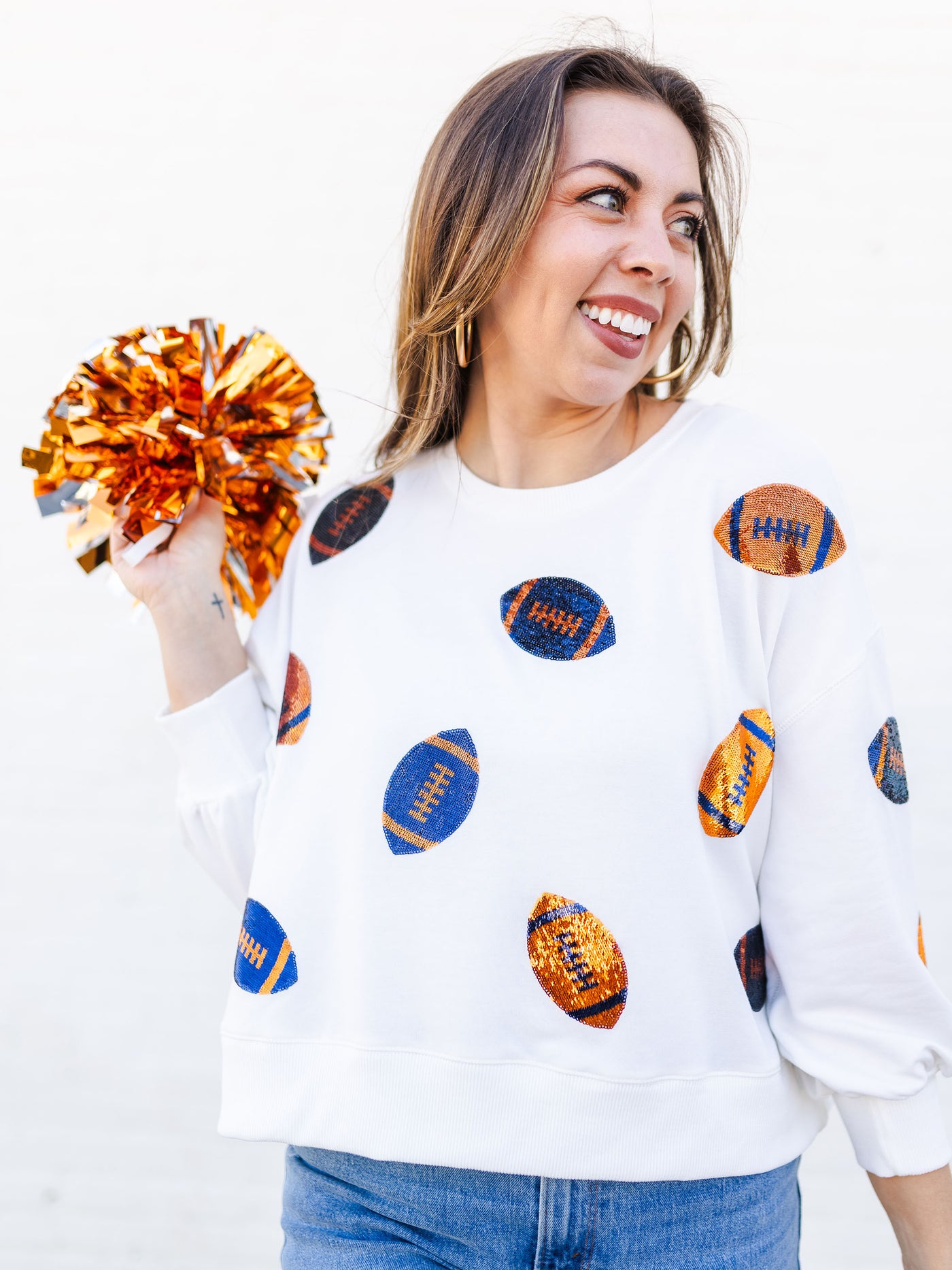 Millie Sweatshirt | Footballs Navy + Orange