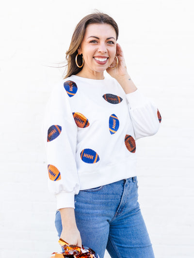 Millie Sweatshirt | Footballs Navy + Orange