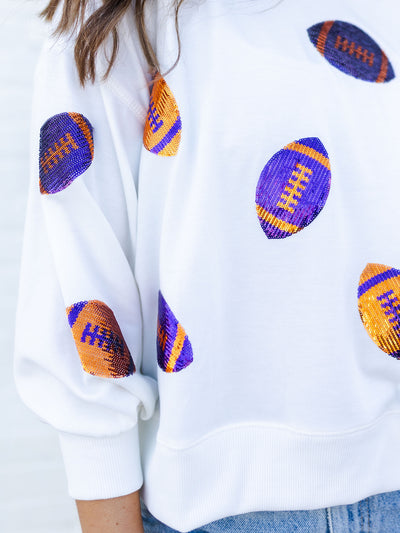 Millie Sweatshirt | Footballs Orange + Purple