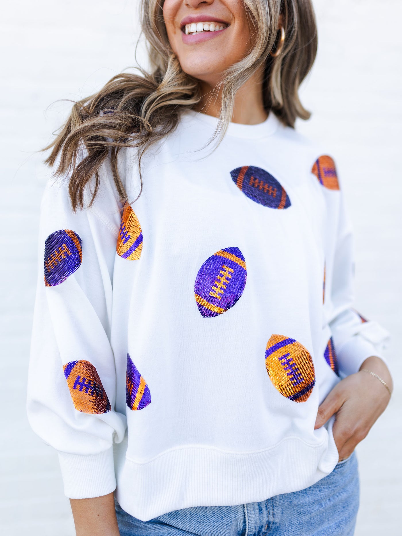 Millie Sweatshirt | Footballs Orange + Purple