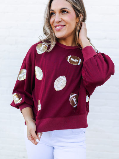 Millie Sweatshirt | Footballs Garnet + Gold