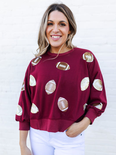 Millie Sweatshirt | Footballs Garnet + Gold