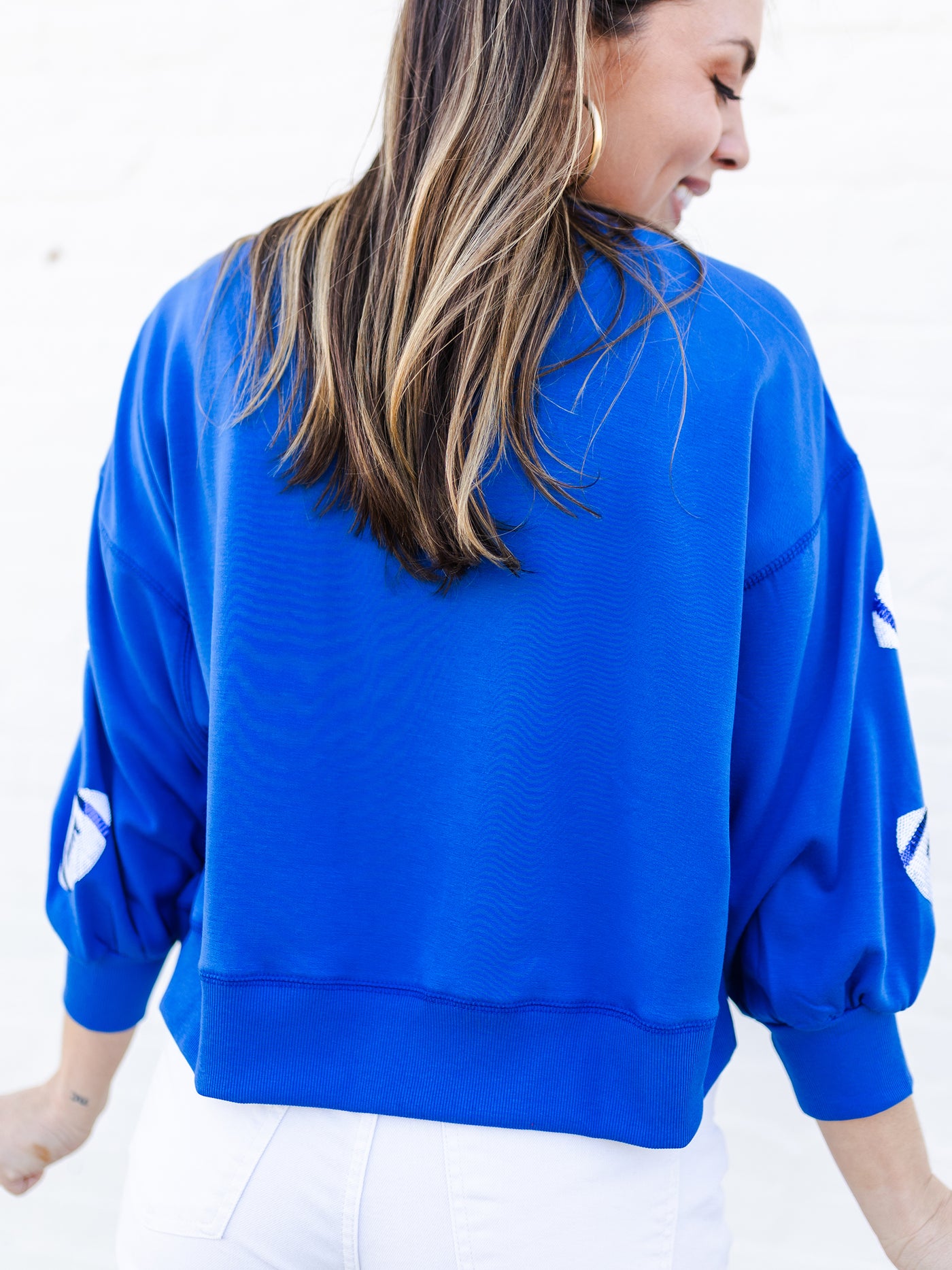 Millie Sweatshirt | Footballs Blue + White