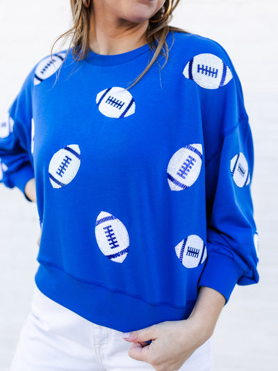 Millie Sweatshirt | Footballs Blue + White