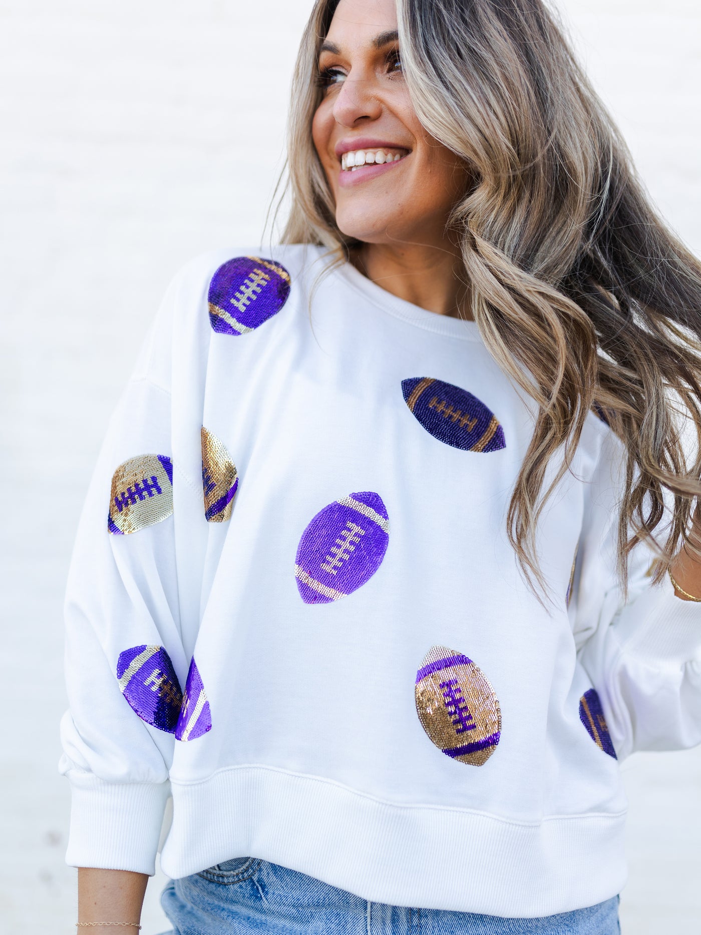 Millie Sweatshirt | Footballs Purple + Gold