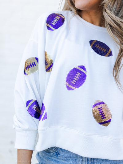 Millie Sweatshirt | Footballs Purple + Gold