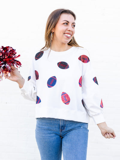 Millie Sweatshirt | Footballs Red + Blue