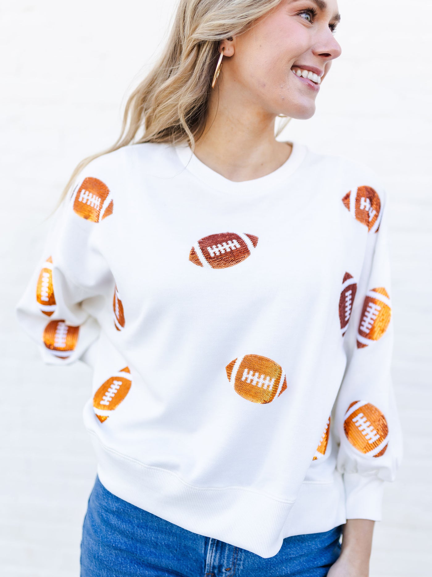 Millie Sweatshirt | Footballs Orange + White