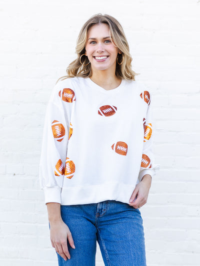 Millie Sweatshirt | Footballs Orange + White