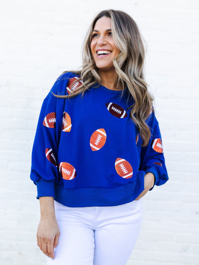 Millie Sweatshirt | Footballs Blue + Orange