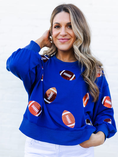 Millie Sweatshirt | Footballs Blue + Orange